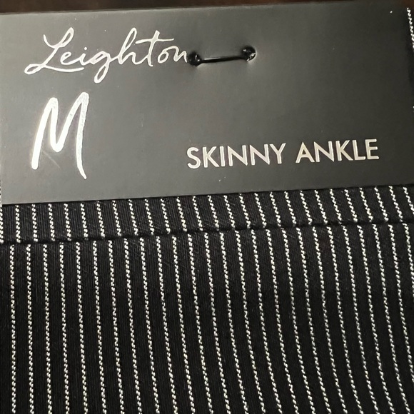 Leighton Black White Stripe Skinny Ankle Pant - Picture 6 of 8